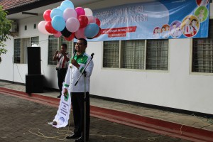 Walikota Malang (H M Anton) memberikan sambutan pada acara Hari Kesehatan Nasional ke 51 di Dinas Kesehatan Kota Malang